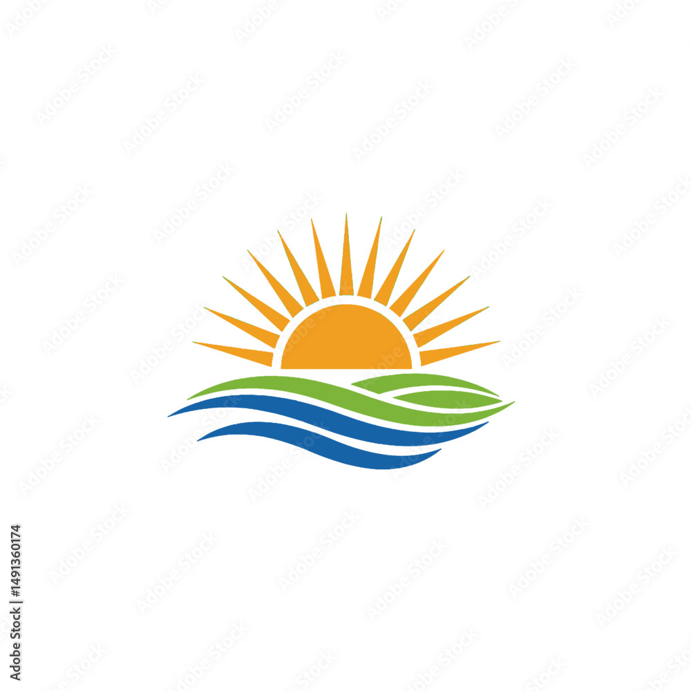 Sunrise over the Ocean A serene landscape logo Sunrise over the Ocean A serene landscape logo