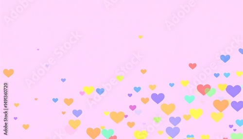 Pastel Hearts Floating Background.