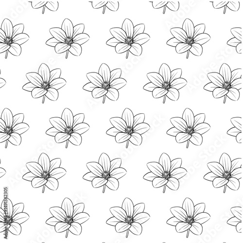 Golden Dewdrop or Duranta erecta flower Seamless Pattern Hand drawn vector line art, Black and White Flower isolated in white. Beautiful design for textile, wallpaper, wrapping paper and backgrounds