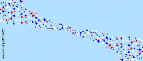 Abstract US flag color star element isolated on blue background. Vector illustration of background.