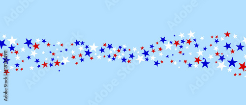 Abstract US flag color star element isolated on blue background. Vector illustration of background.