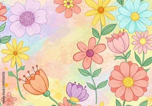 Wallpaper Mural Pastel Paradise Blooms Torontodigital.ca