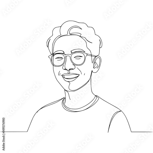 Smiling person in casual attire with glasses and a cheerful expression  