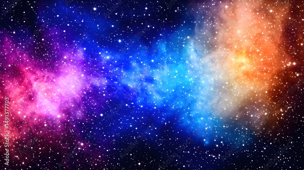 Naklejka premium Vibrant Nebula Space Background Cosmic Starscape Galaxy