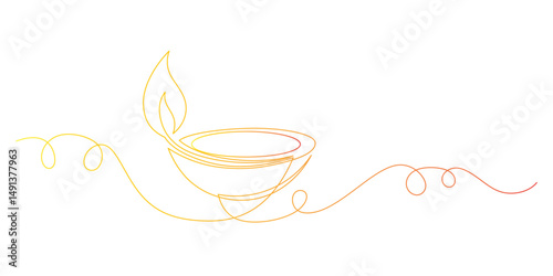 Diwali candle line art style  
