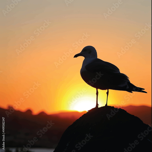 A seagulls silhouette, silhouette vector