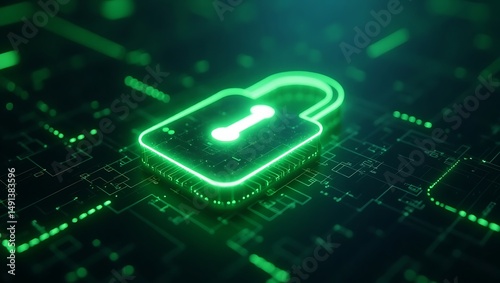 High quality Professional Digital security green cyber lock technology stock image