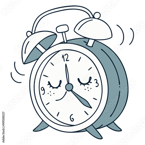 Sleep Alarm Clock with Smiling Face - No Background. Perfect for: Sleep Awareness Week, Cozy Bedroom Decor, Calm Evening