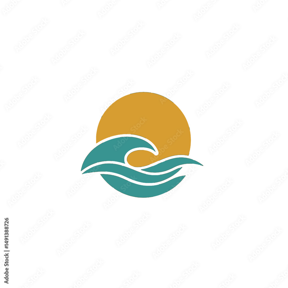 Fototapeta premium Sunset Over Ocean Waves Logo