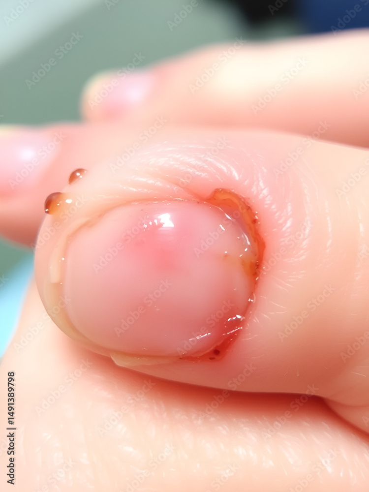 Fototapeta premium Fingernail bed inflammation, bacterial infection