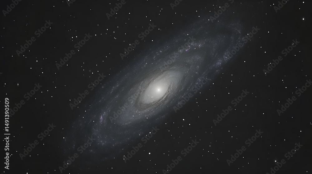 Naklejka premium Spiral Galaxy in Deep Space Cosmic Background Stars