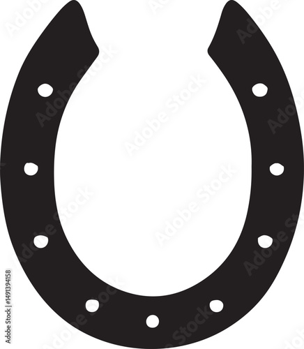 Horseshoe Silhouette Vector Illustration on Transparent Background