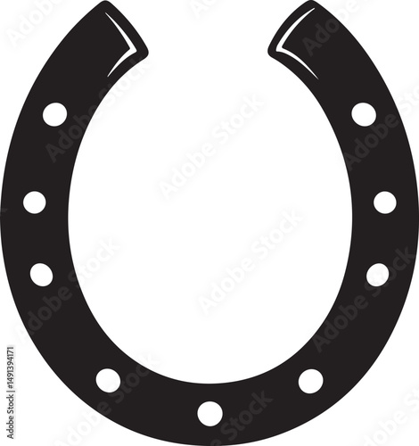 Horseshoe Silhouette Vector Illustration on Transparent Background