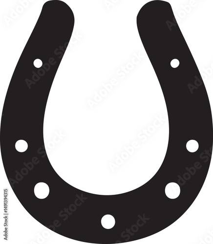 Horseshoe Silhouette Vector Illustration on Transparent Background