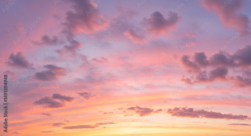 Fototapeta premium Sunset Sky with Clouds in Vibrant Colors