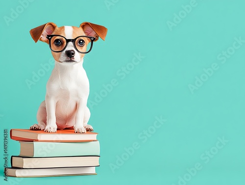 眼鏡と愛犬の知的な瞬間