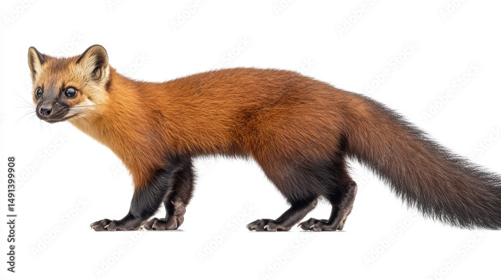 Obraz premium A red fox standing on a white background.