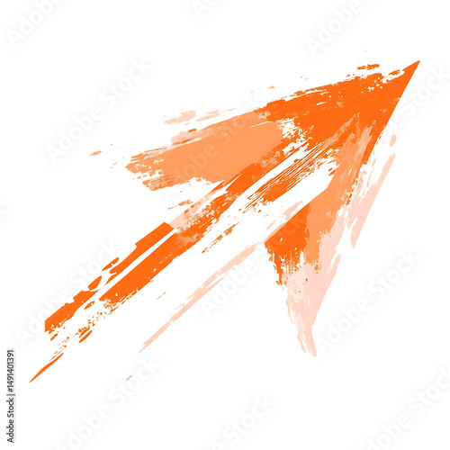 Artistic Arrow with Vibrant Brush Strokes in Aprico Isolated on Transparent Background