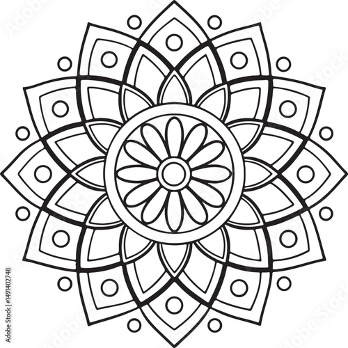 Intricate Flower Mandala – Printable Outline for Coloring