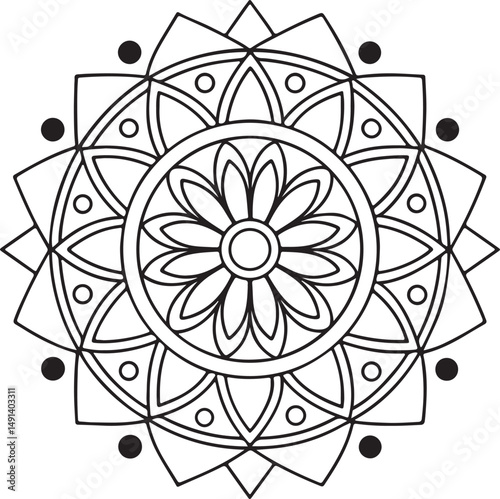 Intricate Flower Mandala – Printable Outline for Coloring
