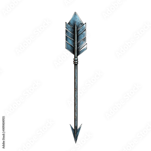 Sleek Arrow with Nuanced Textures in Blue Grey Col Isolated on Transparent Background