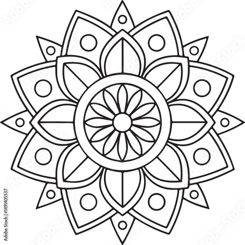 Intricate Flower Mandala – Printable Outline for Coloring