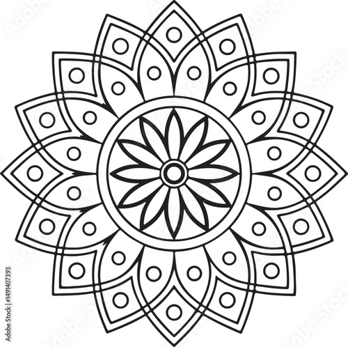Intricate Flower Mandala – Printable Outline for Coloring