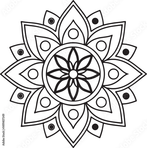 Intricate Flower Mandala – Printable Outline for Coloring