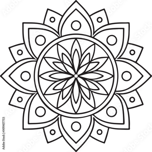 Intricate Flower Mandala – Printable Outline for Coloring
