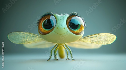 Adorable cartoon dragonfly