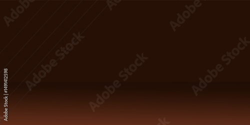 Dark brown Studio background. Brown Background Empty Room Studio with table. Space for selling products on the website. Vector illustration.