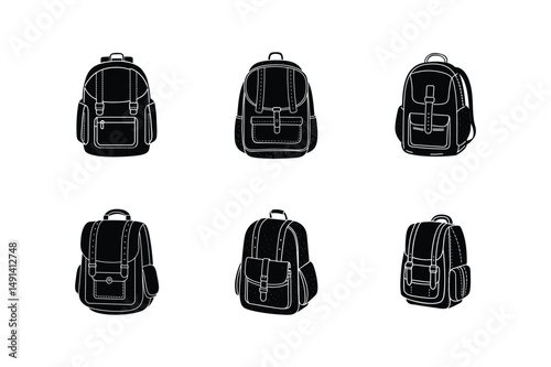 backpack sketch silhouette vector illustration