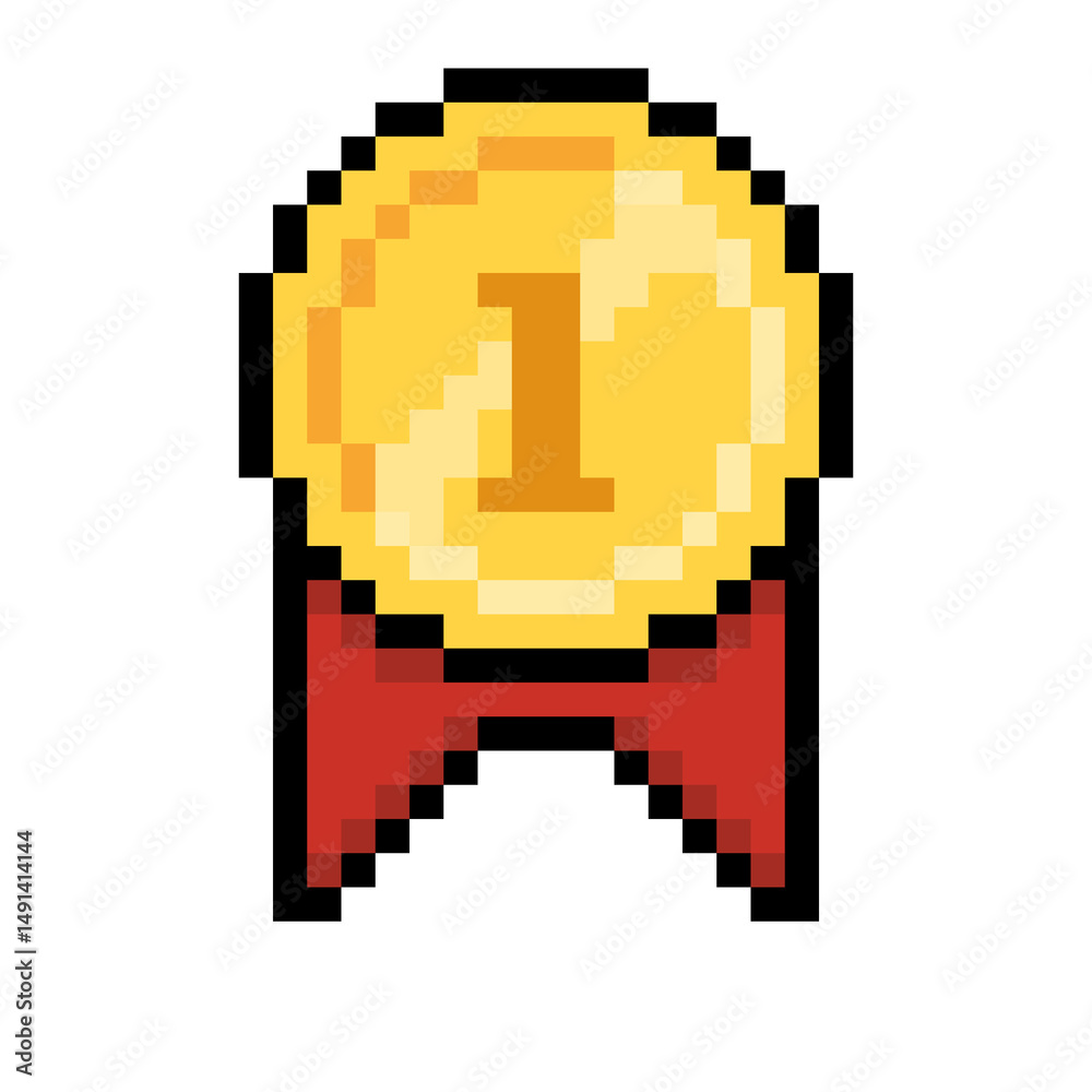 Obraz premium Gold medal pixel art