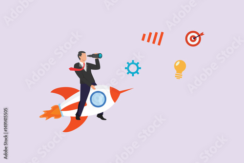 Business Star up Concept. Colored flat vector illustration isolated