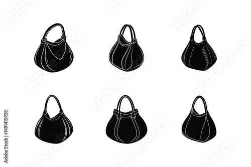 hobo bag sketch icon silhouette vector illustration