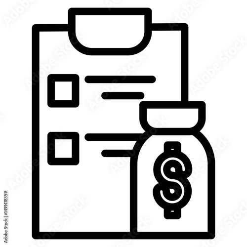 Financial report with money bag icon