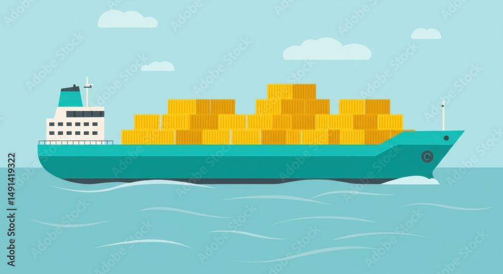 Obraz premium Cargo Ship Transporting Brightly Colored Containers Across Calm Waters