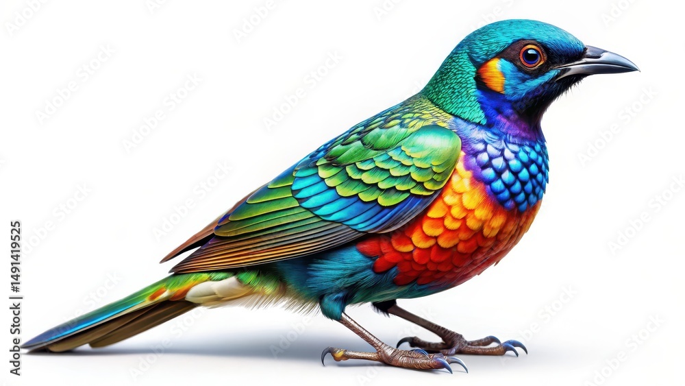 Obraz premium Vibrant Rainbow Plumage of an Exotic Avian Species, a Stunning Display of Nature's Artistry