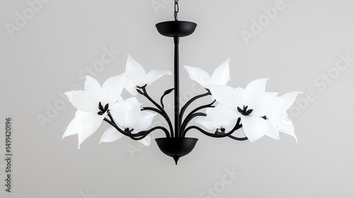 Elegant chandelier design featuring floral motifs in a modern setting.