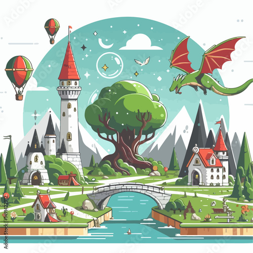 fantasy world vector illustration