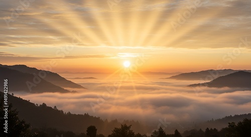 Sunrise Over Mountains with Clouds