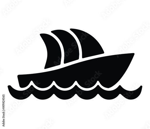 Boat Logo vector, Boat icon eps, Yacht Logo, Yacht Icon Vector Silhouette of Black Sailboat Icon on White Background.