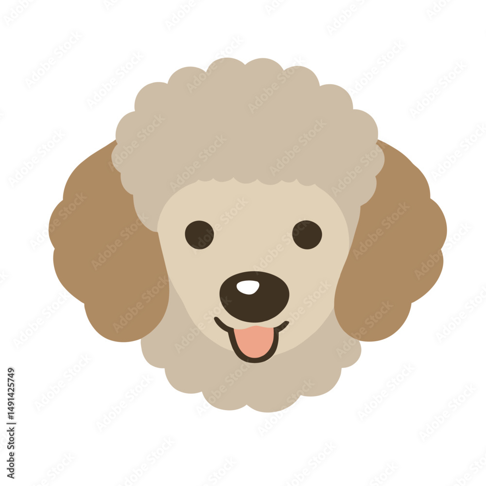 Obraz premium Smiley Poodle Dog Mascot Illustration – Cute Fluffy Cartoon Character Design for Kids & Brands