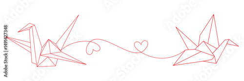 origami paper crane line art style vector 2