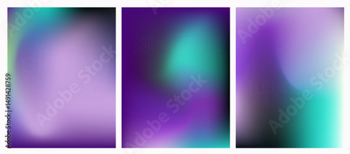 Vector illustration with smooth purple, blue, and green gradients creates a dreamy, soft-focus look. Made in the popular gradient mesh style, blending fluid minimalism and modern digital art trends.