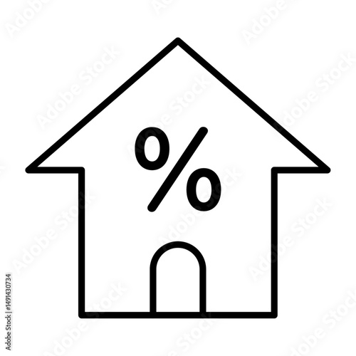 不動産売買にかかる税金の線画アイコン