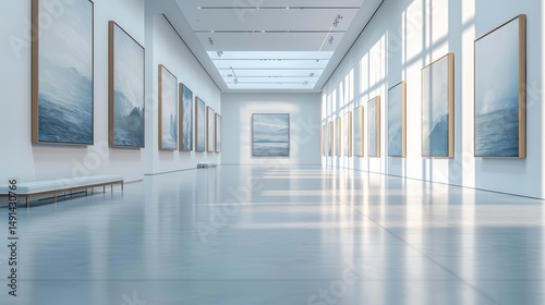 Wallpaper Mural Spacious Art Gallery with Modern Paintings and Natural Light Illumination Torontodigital.ca