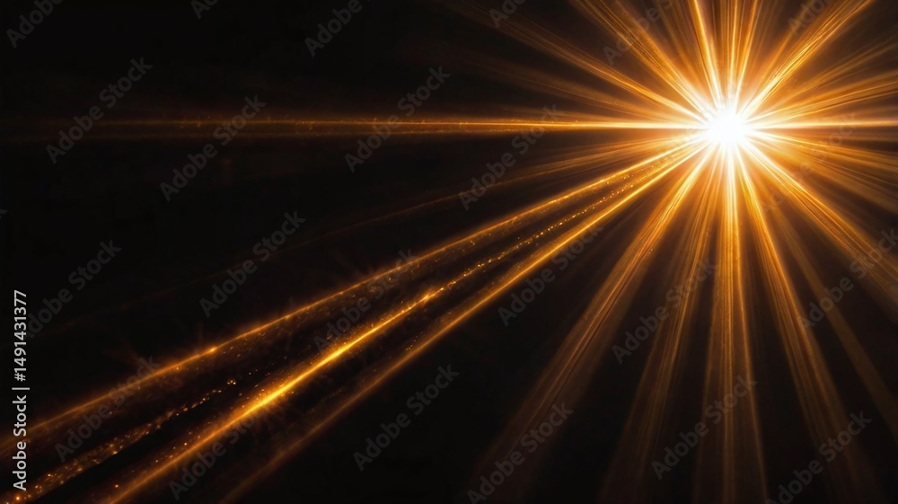 Obraz premium Sun Light Overlay. Sun rays overlay. Sun rays light isolated on black background for overlay design. transparent sunlight special lens flash light effect. front sun lens flash. light of radiance. 