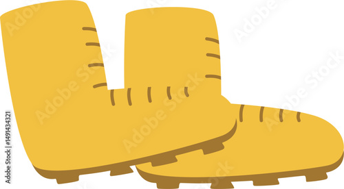 Pair of Yellow Soccer Cleats, Simple Cartoon Illustration