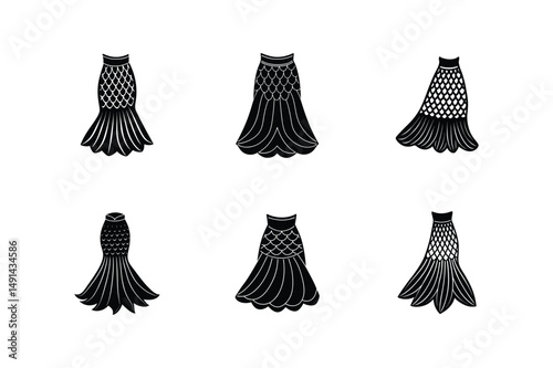 mermaid skirt sketch silhouette vector illustration